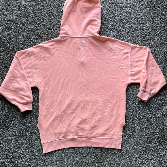 Aerie Hoodie Womens Large Pink Embroidered Drawstring Hood Slitted Winter Skater - Picture 4 of 8